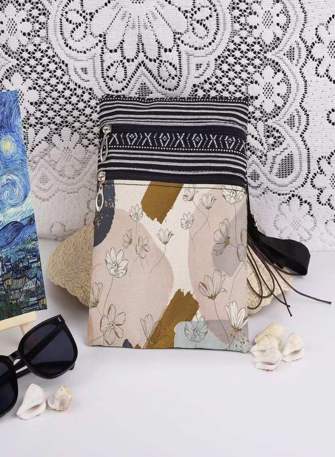XiaoGalaee Floral Print Crossbody Bag Outdoor Travel Women Adjustable Shoulder Strap Messenger Bag Men Crossbody Purse Floral Lovers Gift Birthday Sweet Gift for Sister Adult - Image 3