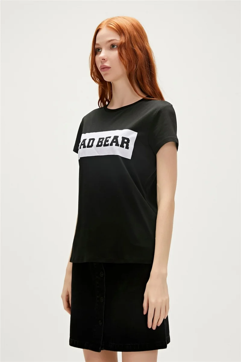 باد بير Flog T-Shirt Black Printed Women's T-Shirt10