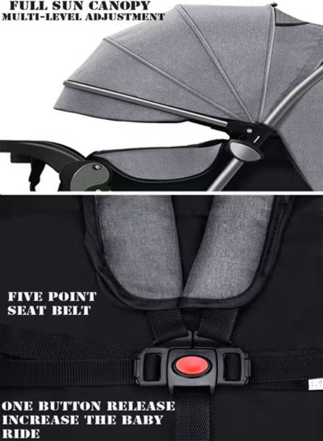 keke Deluxe Foldable Baby Stroller - Portable Multifunctional Travel Pram For Newborns And Infants With Four-Wheel Suspension - Image 4