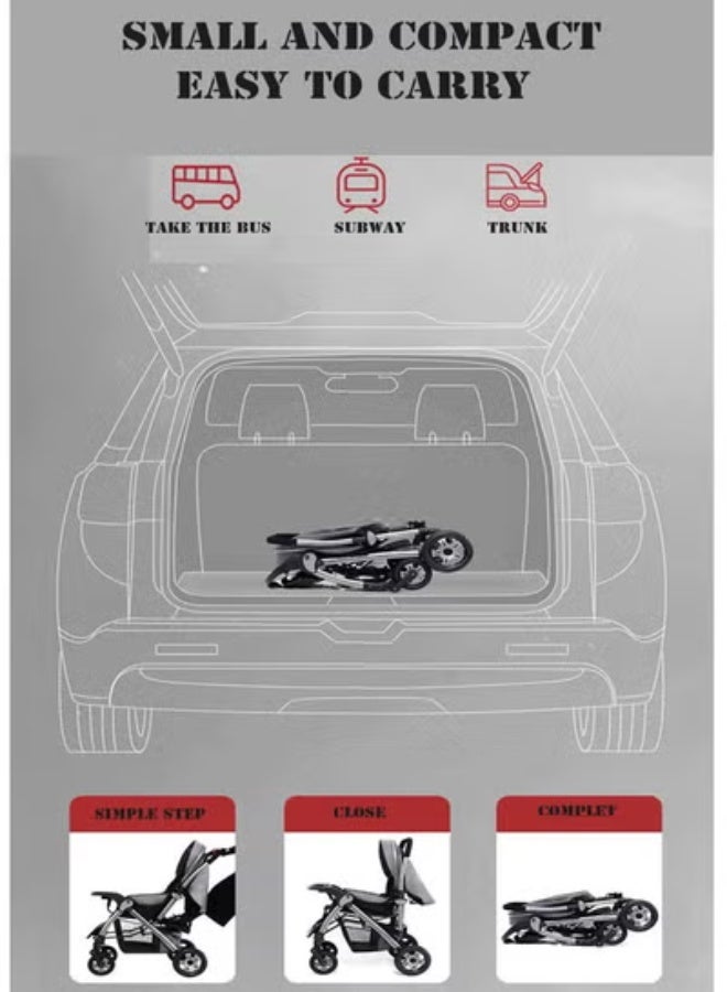 keke Deluxe Foldable Baby Stroller - Portable Multifunctional Travel Pram For Newborns And Infants With Four-Wheel Suspension - Image 5
