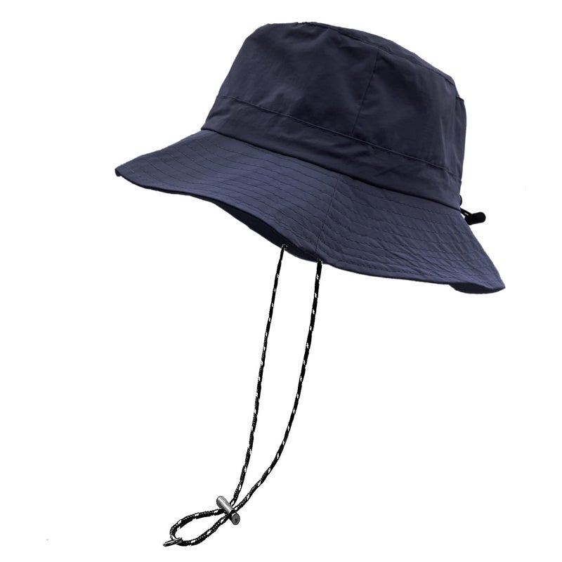 woogwin Waterproof Bucket Rain Hat with Chin Strap Quick Dry Packable Boonie Sun Hat Safari Hat UV Protection(Navy) - Image 1
