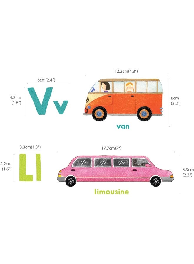 Decowall ملصقات حائط للأطفال من DECOWALL DS8-2005N بأبجدية وسائل النقل - Image 2