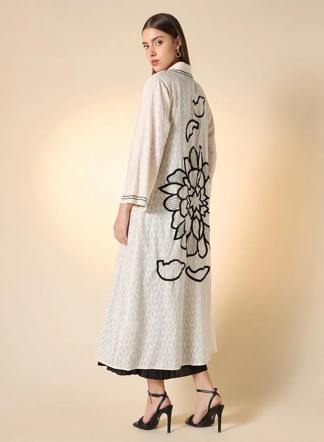 Iconic Iconic Floral Embroidery Kimono Shrug