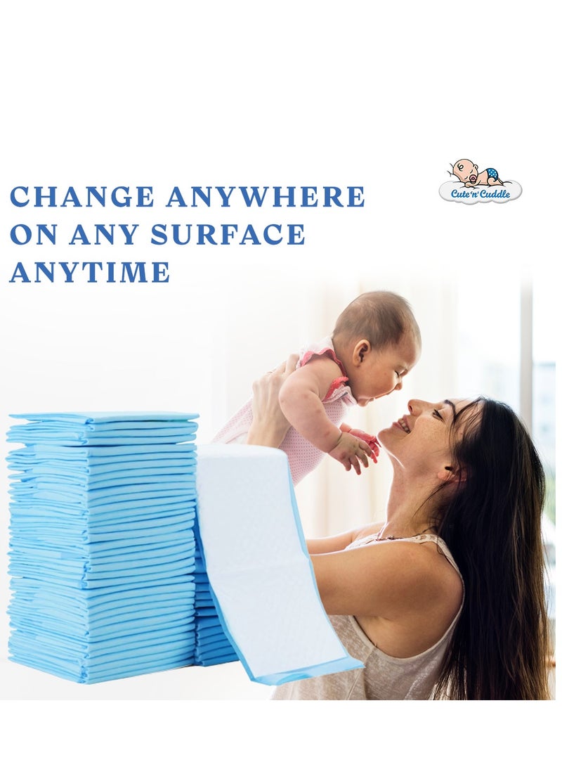 Cute 'n' Cuddle Pack Of 60 Disposable Changing Soft Ultra Absorbent Waterproof Diaper Mess-Free Changing Mat Liners, 60 CM X 90 CM - Image 2