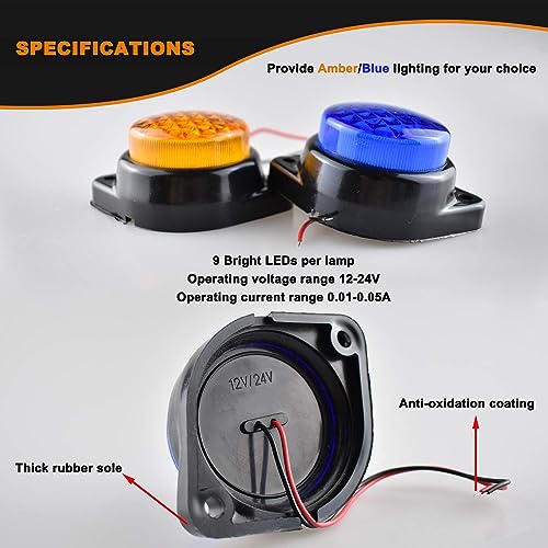 APSMOTIV Led side marker trailer 24V LED Light for Truck Waterproof Trailer Marker Light Blue lights for trucks freightliner cargo Marker lights Universal Fit Round side marker Lights - Image 5