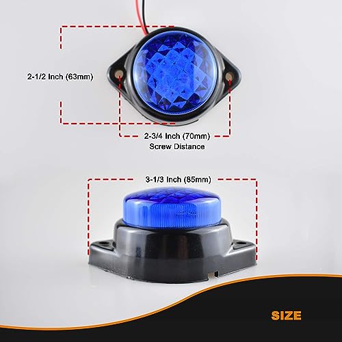 APSMOTIV Led side marker trailer 24V LED Light for Truck Waterproof Trailer Marker Light Blue lights for trucks freightliner cargo Marker lights Universal Fit Round side marker Lights - Image 2