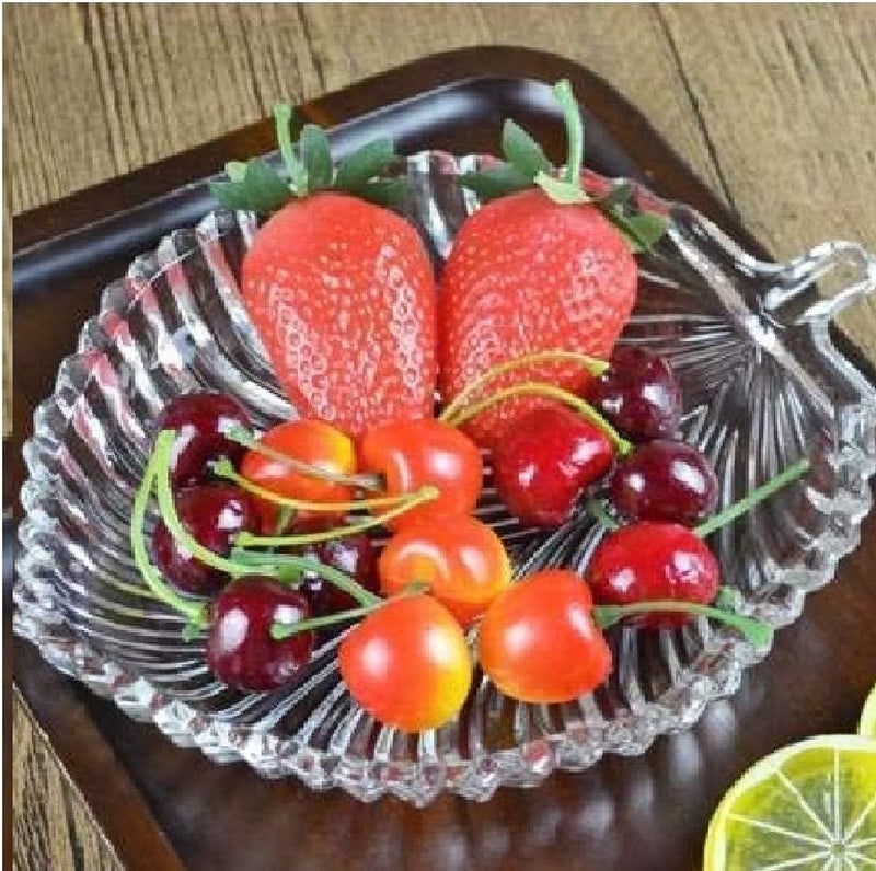 Zevark Zevark Leaf Shape Glass Tray for Serving | Useful for Diwali Home Decoration, Living Room | Best for Dry Fruits, Fruits, Snacks, Sweets, Chocolates - Image 4