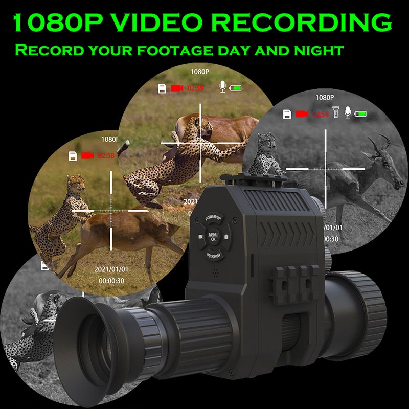 منوكيولر الرؤية الليلية الرقمية بدقة 1080P ونطاق الرؤية الليلية بالأشعة تحت الحمراء مع مصباح إشعاعي بالأشعة تحت الحمراء 940 نانومتر - Image 5