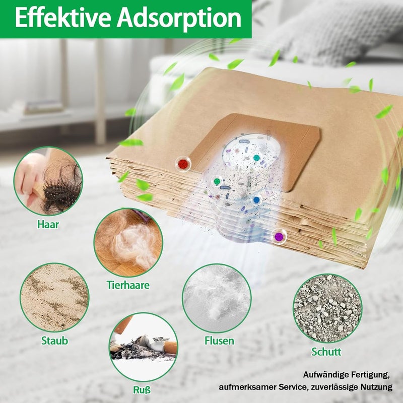Tomkity 10 Kärcher Vacuum Cleaner Bags with 2 Filters Replacement for Kärcher WD3 WD2 WD1 MV2 MV3 SE 4002, Filter Set KFI 357 Bags (6.959-130.0) and Filter (6.414-552.0) - Image 4
