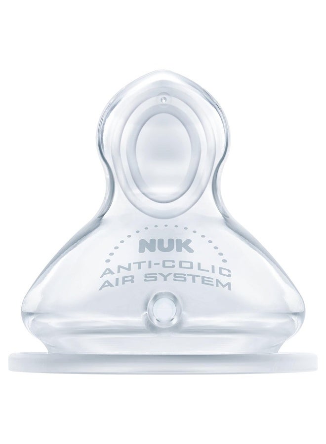 NUK First Choice+ Baby Feeding Bottle Teat, Anti-Colic Silicone Teat For 0-6 Months Baby, Pack of 1's
