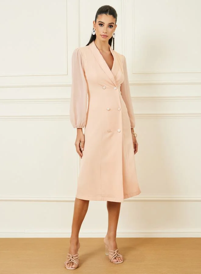 Styli Double Breasted Blazer Midi Dress
