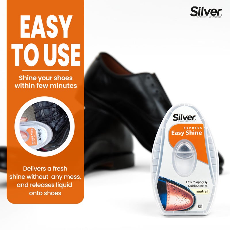 Silver Express Shoe Shine Sponge Instant Shine Shoe Polish For Shoes Boots More Quick and Easy Shoe Shiner 6ml - Image 4