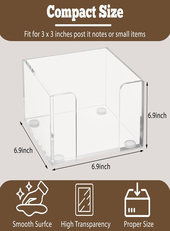 Uaimvie Acrylic Sticky Note Holder, 3x3 Crystal Clear Notepad Holder with Anti-Slip Base Post It Note Holder Sticky Note Dispenser for Office Desk, Home Organizer - Image 2