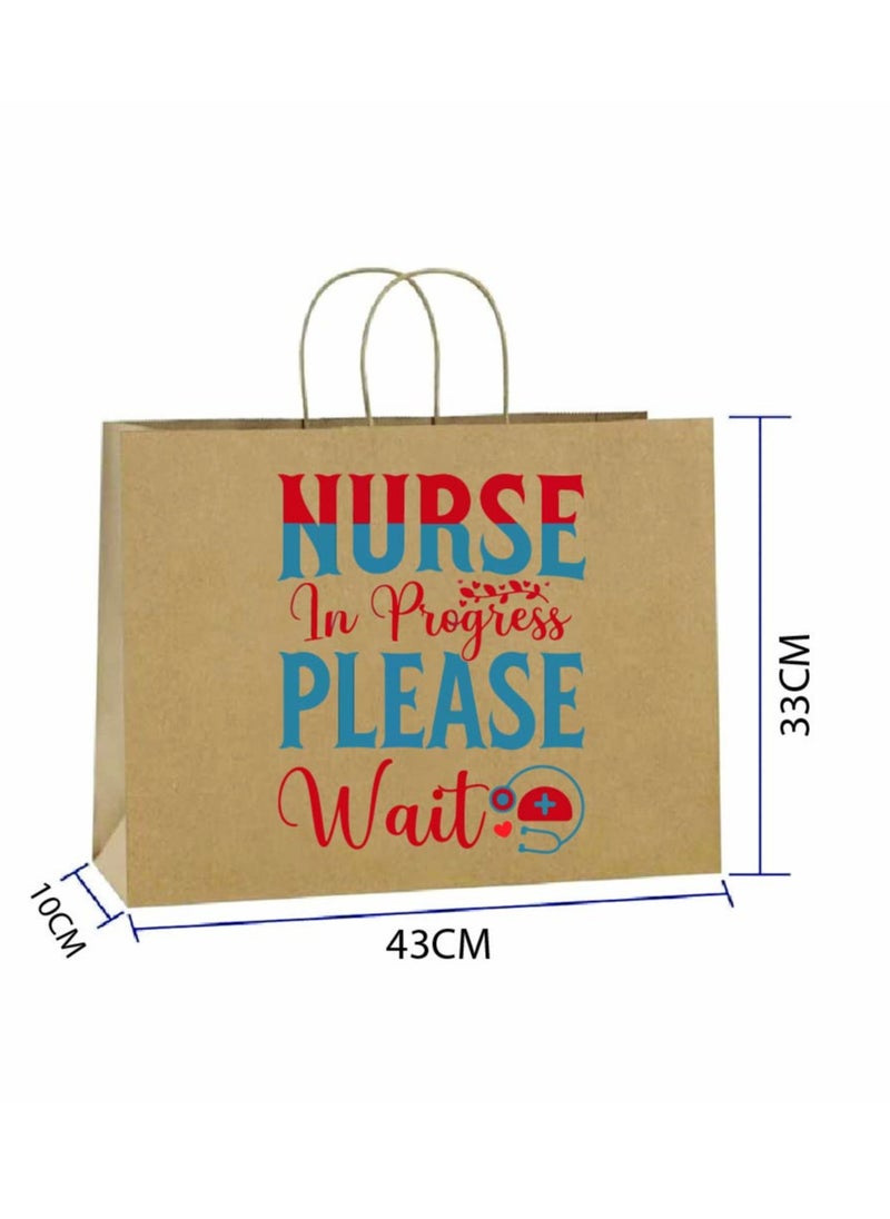 PRINTSHOP4ME - Pack of 10 Nurse Day Kraft Brown Paper Bags With Twisted Paper Handle Eco-Friendly Bags - Perfect for International Nurses Day and Nurses Week Gifts - Image 1
