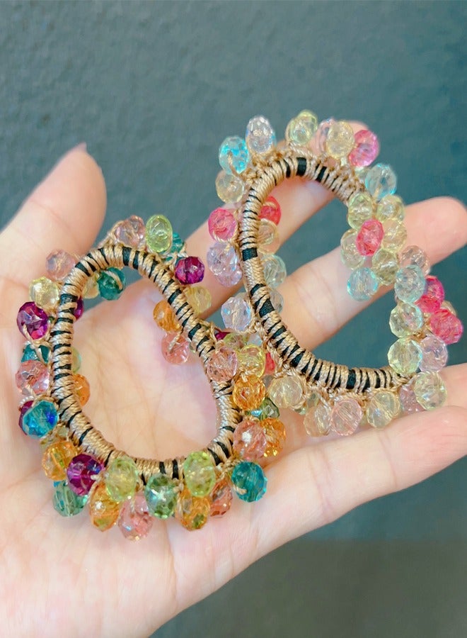 ZCM-HAPPY New Color Crystal Bracelet Hair Band Dual-Purpose Elastic Rubber Band Handmade Beaded Hair Accessories Headband - Image 2
