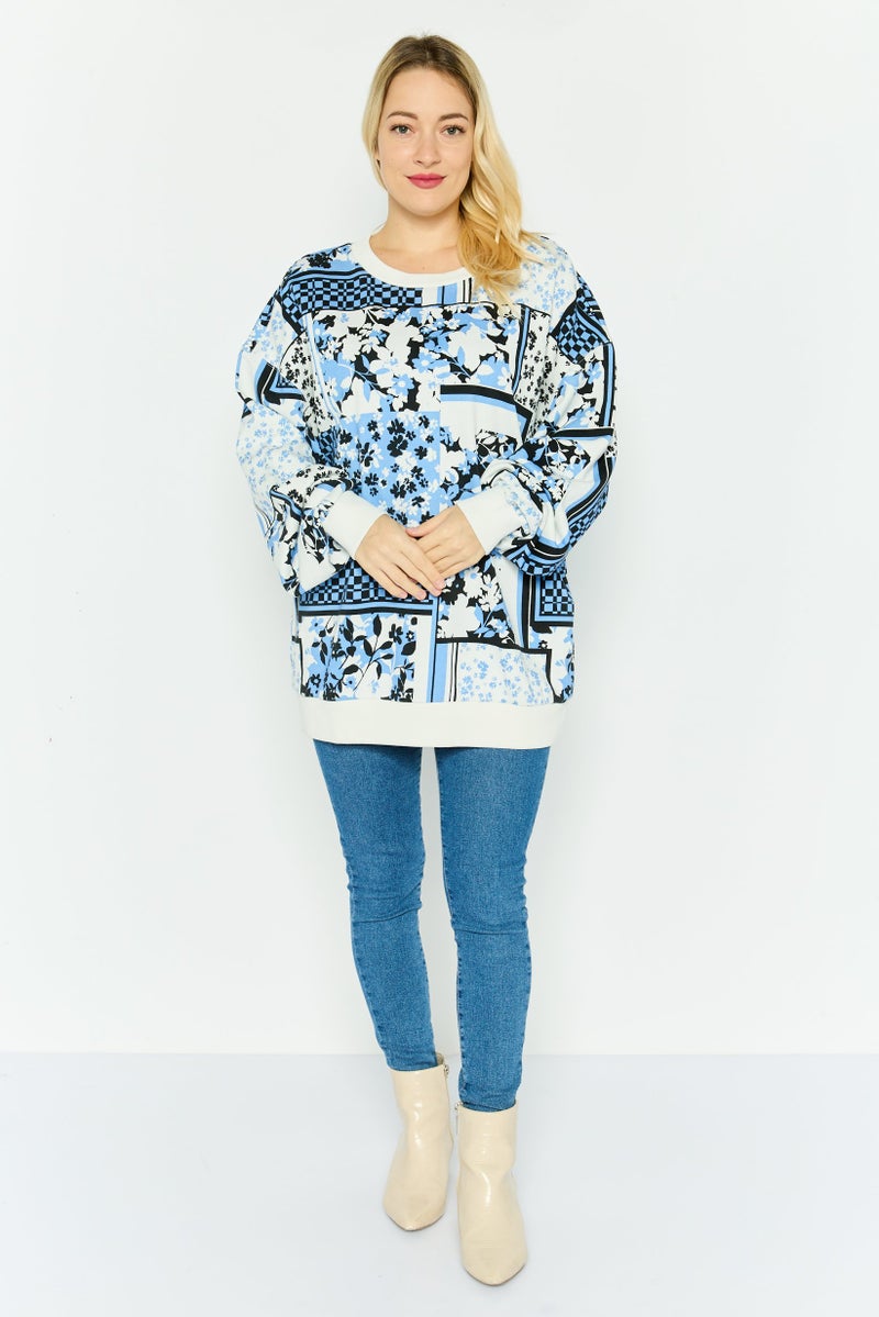HUGO by Hugo Boss Women Crew Neck Long Sleeve Embroidered Sweatshirt, White  - Image 3