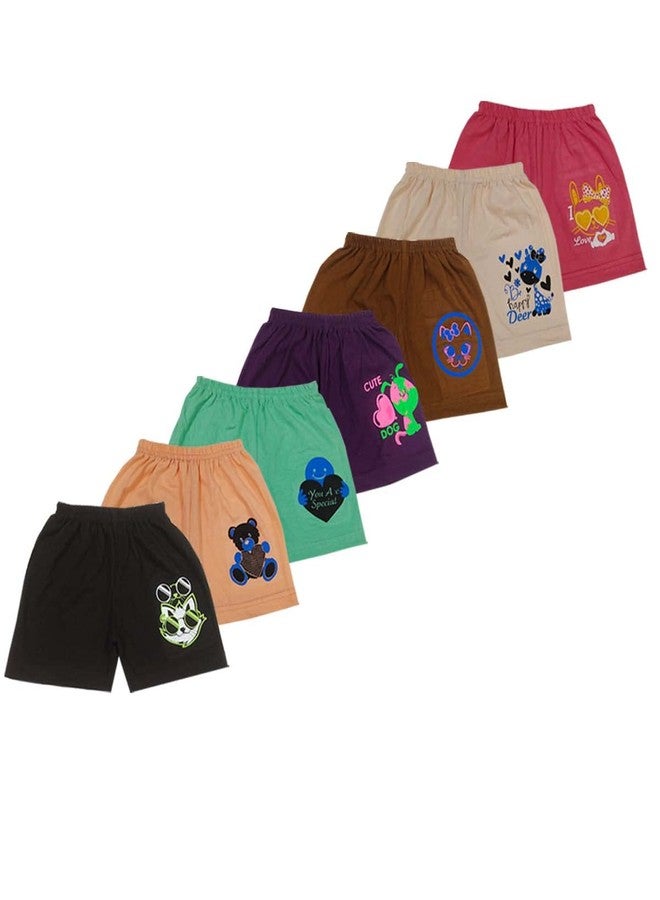 FLAX 100% Pure Cotton Regular Fit Casual Short with HD Stickers for Unisex, Multicolor-(Pack of 7) (2-3 Years) - Image 1