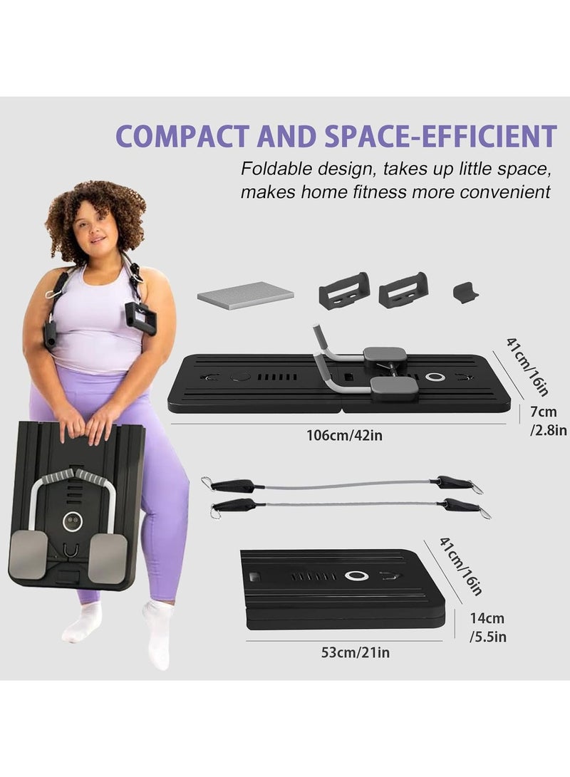 Pilates Board, Pilates Reformer Set, 5 in1 Pilates Reformer Machine with Timer, Multi-Purpose Foldable Pilates Reformer Board for Home, Pilates Sliding Board for Home Women Men（black） - Image 3