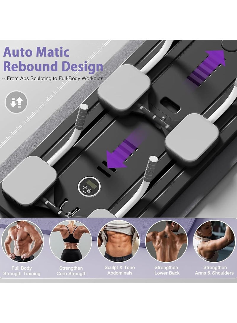 Pilates Board, Pilates Reformer Set, 5 in1 Pilates Reformer Machine with Timer, Multi-Purpose Foldable Pilates Reformer Board for Home, Pilates Sliding Board for Home Women Men（black） - Image 4