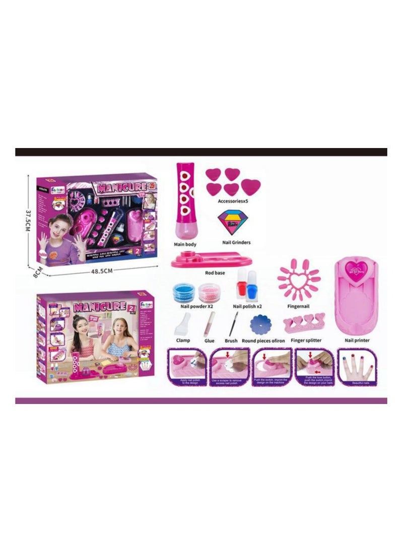 TOY GARDEN Kids Nail Polish Kit for Girls, Kids Nail Polish Set with 2 In 1 Nail Dryer Set, Nail Polish,, Glitter Powder, Rings, Nail Art Kit Manicure Party Gift 