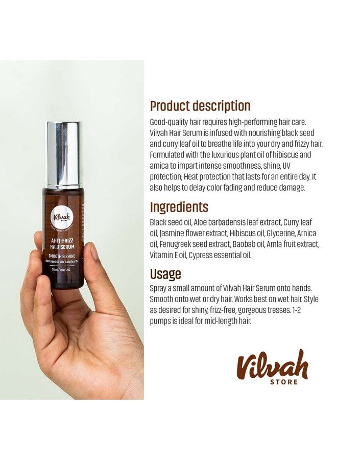 vilvah STORE سيروم مضاد للتجعد يمنح الشعر نعومة ولمعانًا ويمنع التجعد للشعر الجاف والمبلل ويقلل من تلف الشعر 30 مل - Image 4