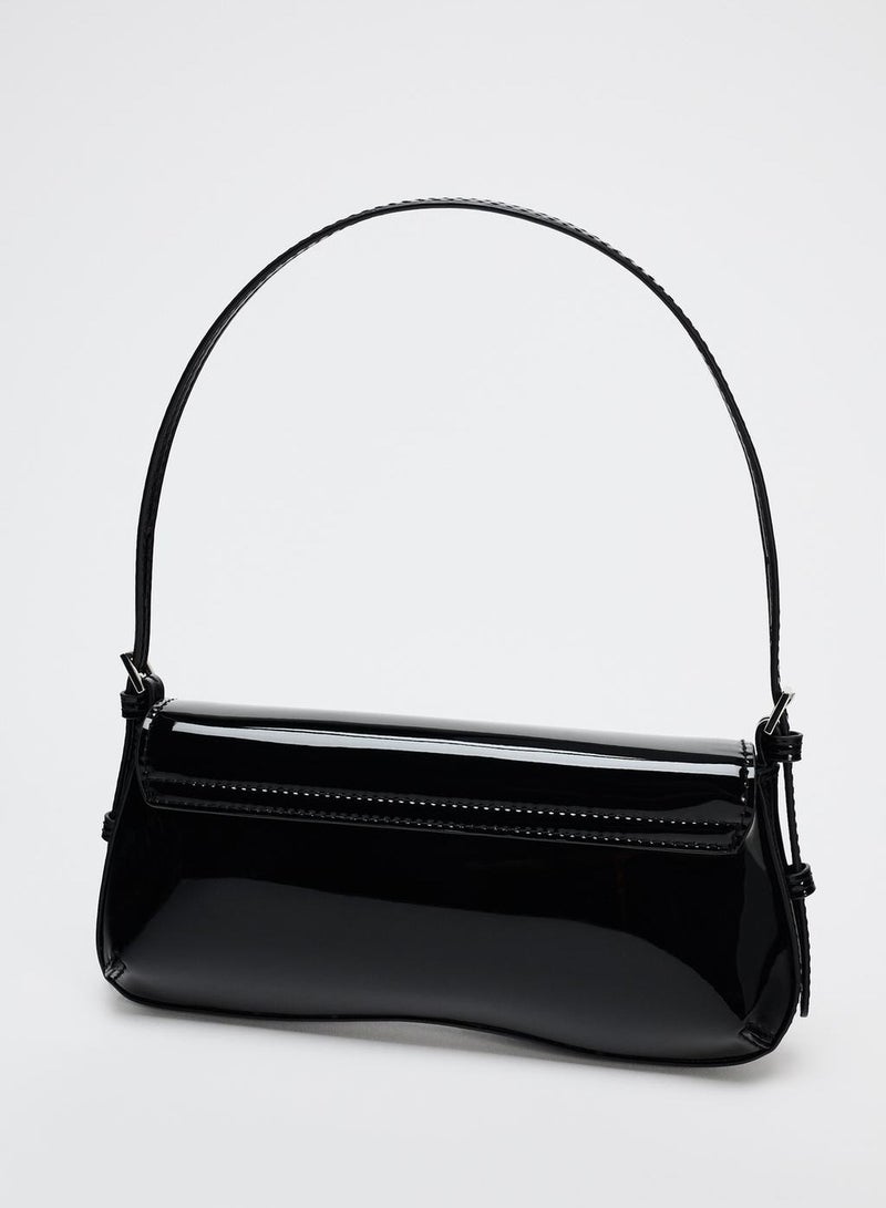 Zara Glossy Flap Shoulder Bag Baguette Underarm Bag - Image 4
