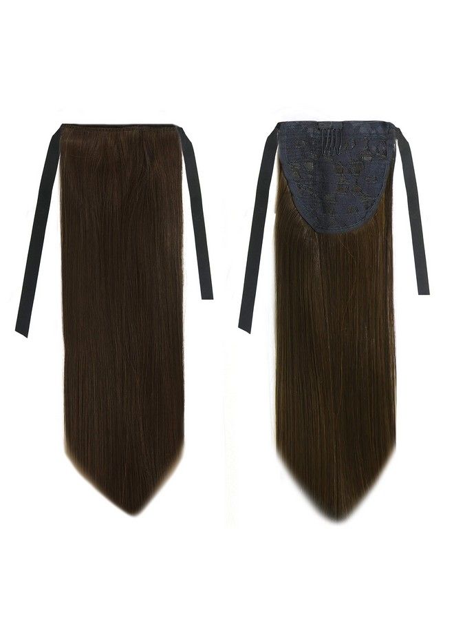 Rapidsflow Straight Ribbon Ponytail Hair Extensions (Women And Girls) Dark Brown150 Grams Pack Of 1Pc - Image 4