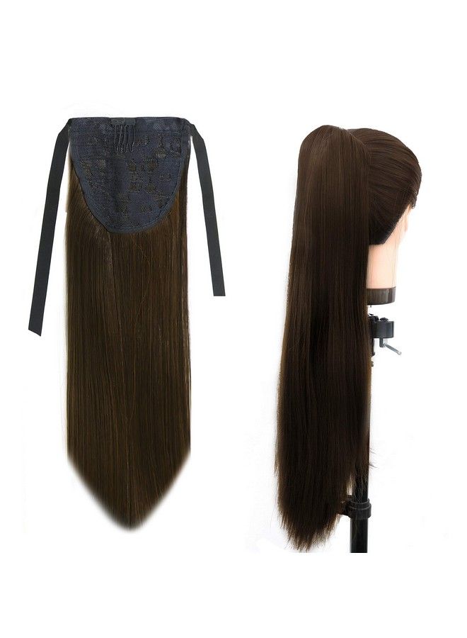 Rapidsflow Straight Ribbon Ponytail Hair Extensions (Women And Girls) Dark Brown150 Grams Pack Of 1Pc - Image 2