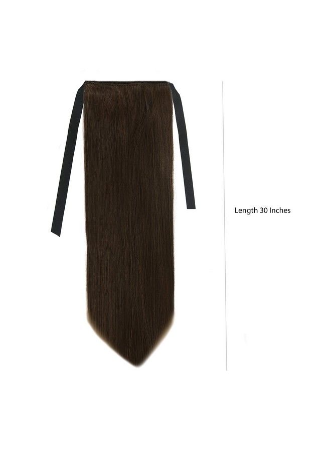 Rapidsflow Straight Ribbon Ponytail Hair Extensions (Women And Girls) Dark Brown150 Grams Pack Of 1Pc - Image 3