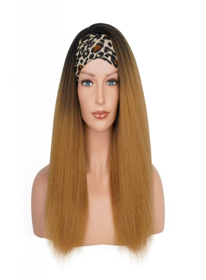 Aminow شعر مستعار Aminow Kinky Straight Headband، ناعم وطبيعي كالشعر البشري، شعر مستعار بدون غراء للنساء ذوات البشرة السمراء، شعر مستعار صناعي طويل أسود من نوع Yaki الإيطالي (27H، 20 بوصة) - Image 1