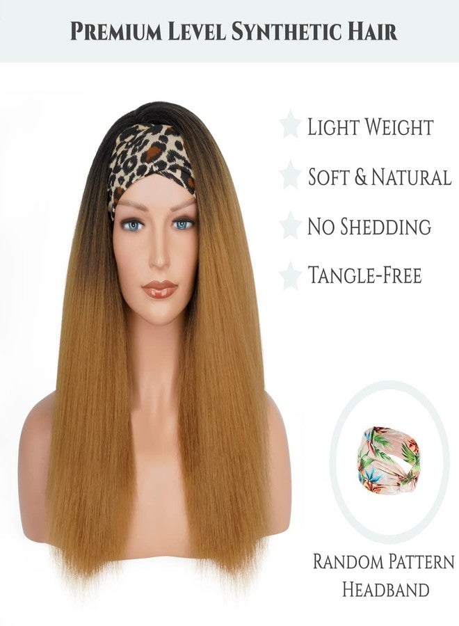 Aminow شعر مستعار Aminow Kinky Straight Headband، ناعم وطبيعي كالشعر البشري، شعر مستعار بدون غراء للنساء ذوات البشرة السمراء، شعر مستعار صناعي طويل أسود من نوع Yaki الإيطالي (27H، 20 بوصة) - Image 2