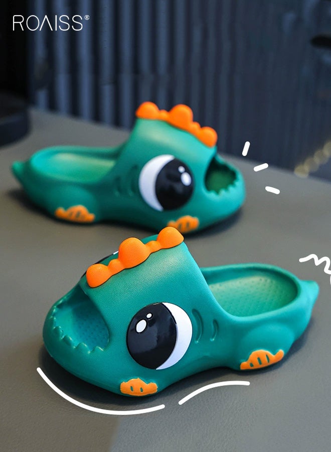 رويس نعال مانعة للانزلاق للأولاد، صنادل شاطئ صيفية ناعمة النعل للأطفال، شبشب داخلي مريح وخفيف الوزن مصنوع من مادة إي في إيه، حذاء منزلي من قطعة واحدة مصبوب بالحقن على شكل ديناصور، أخضر - Image 3