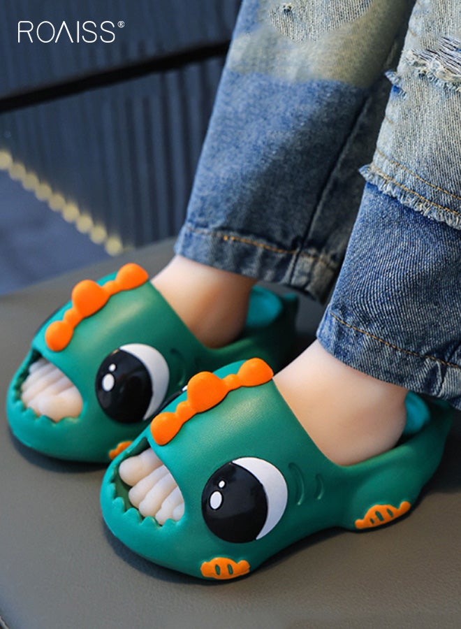 رويس نعال مانعة للانزلاق للأولاد، صنادل شاطئ صيفية ناعمة النعل للأطفال، شبشب داخلي مريح وخفيف الوزن مصنوع من مادة إي في إيه، حذاء منزلي من قطعة واحدة مصبوب بالحقن على شكل ديناصور، أخضر - Image 4