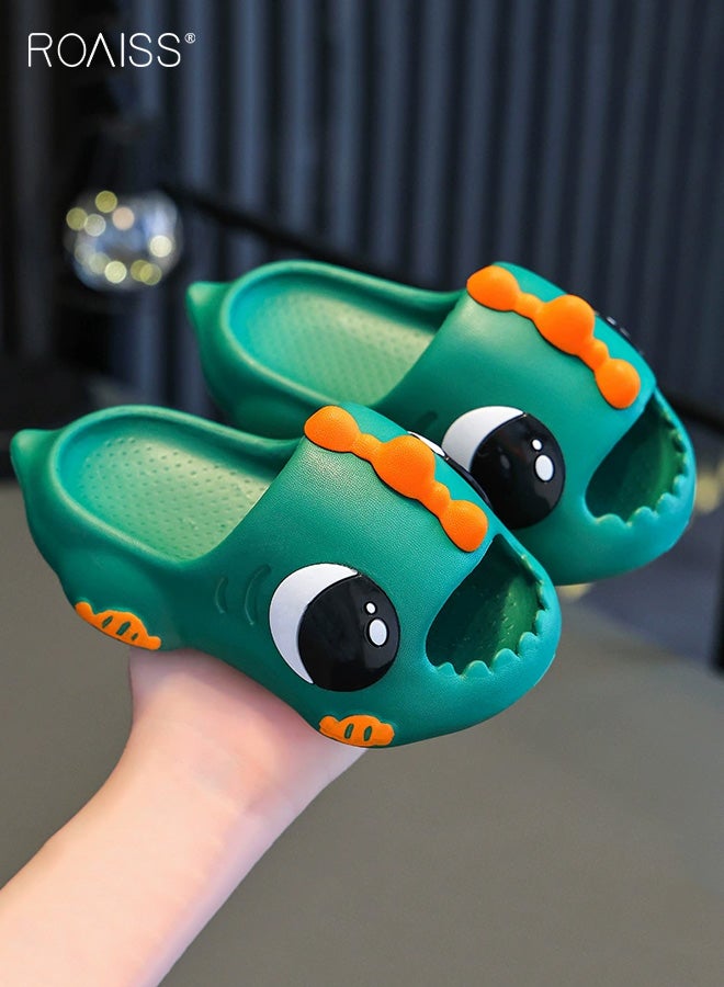رويس نعال مانعة للانزلاق للأولاد، صنادل شاطئ صيفية ناعمة النعل للأطفال، شبشب داخلي مريح وخفيف الوزن مصنوع من مادة إي في إيه، حذاء منزلي من قطعة واحدة مصبوب بالحقن على شكل ديناصور، أخضر - Image 1
