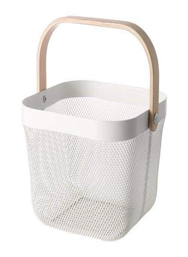Peelorange Metal Wire Basket With Handle | Basket For Fruits, Kitchen, | Books Stationery Storage Basket | Mesh Open Storage Bin | Storage Organizer ||Pack Of 2|| - Image 2