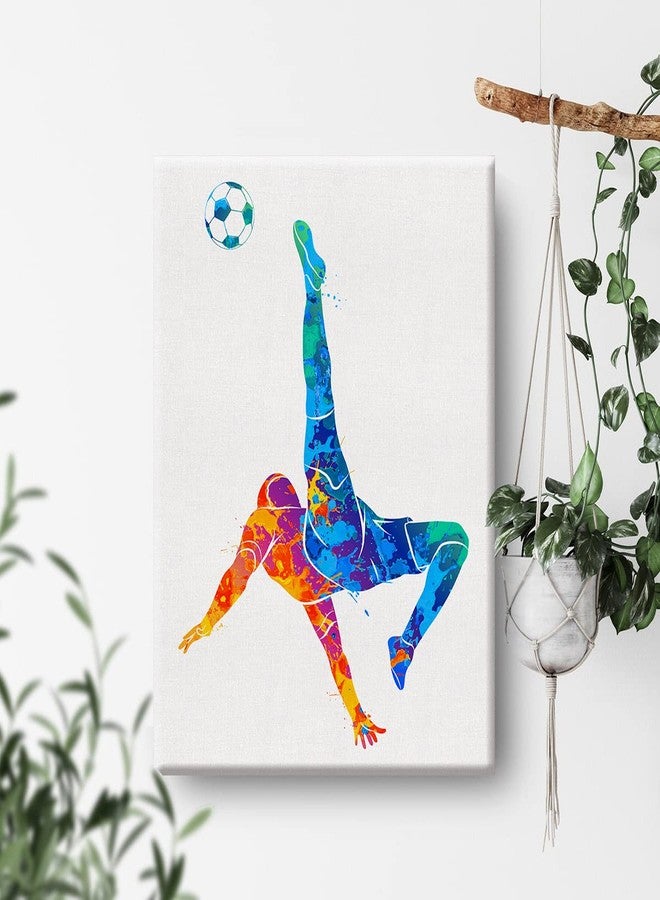 Nvhai Soccer Player Man Watercolor Wall Soccer Boy Canvas Painting Prints for Home Office Wall Decor Framed Sports Artwork Gifts(12x15) - Image 4