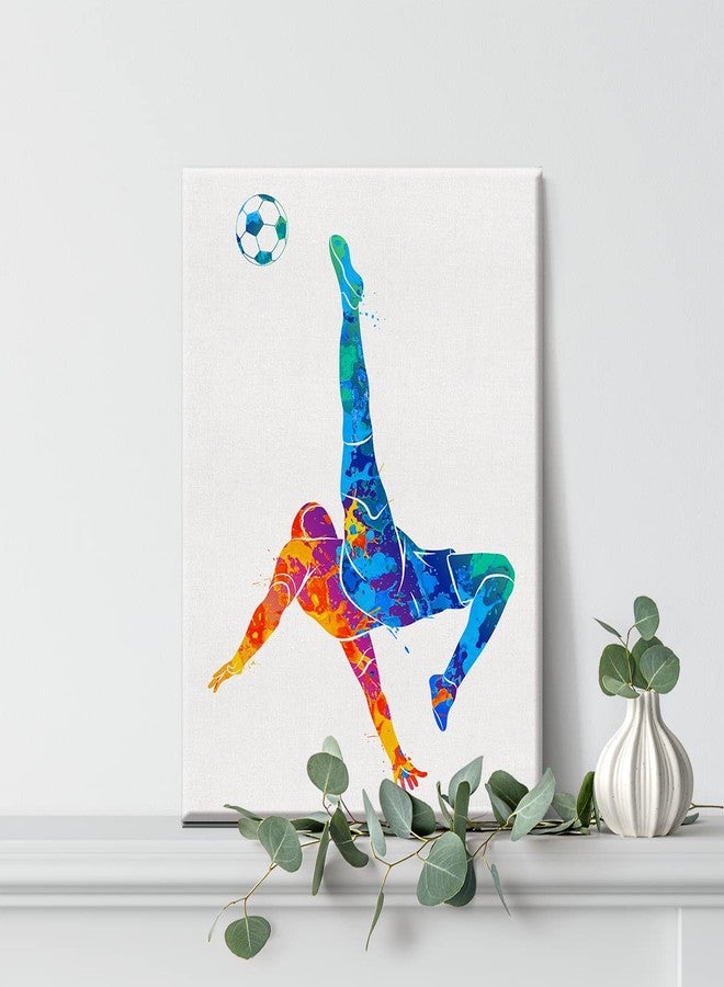 Nvhai Soccer Player Man Watercolor Wall Soccer Boy Canvas Painting Prints for Home Office Wall Decor Framed Sports Artwork Gifts(12x15) - Image 2