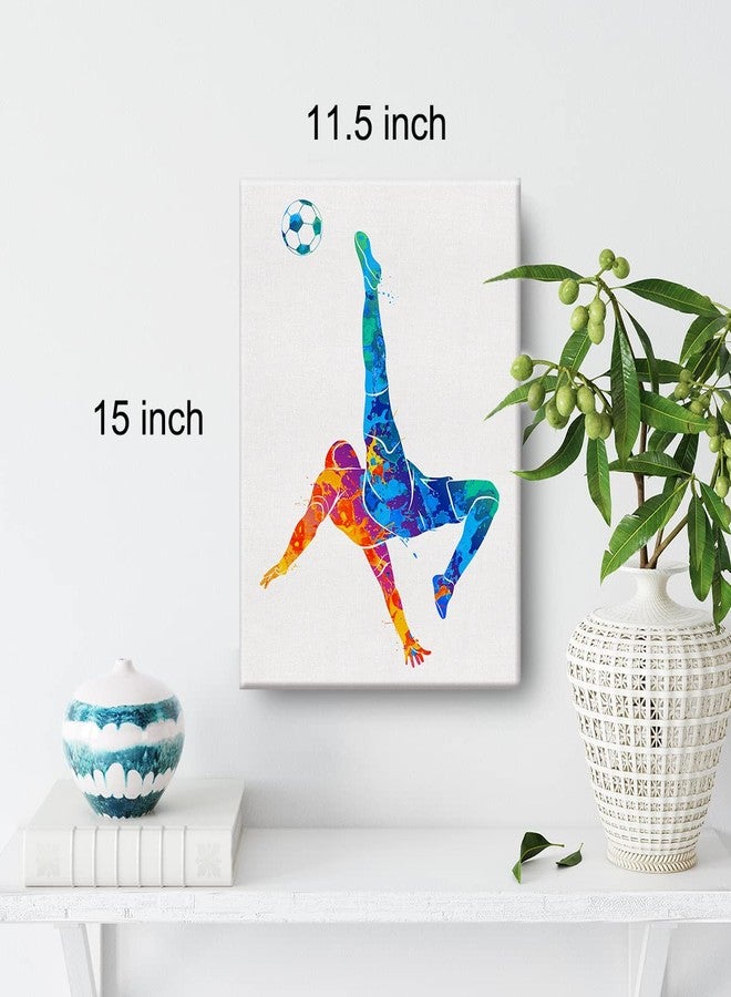 Nvhai Soccer Player Man Watercolor Wall Soccer Boy Canvas Painting Prints for Home Office Wall Decor Framed Sports Artwork Gifts(12x15) - Image 3