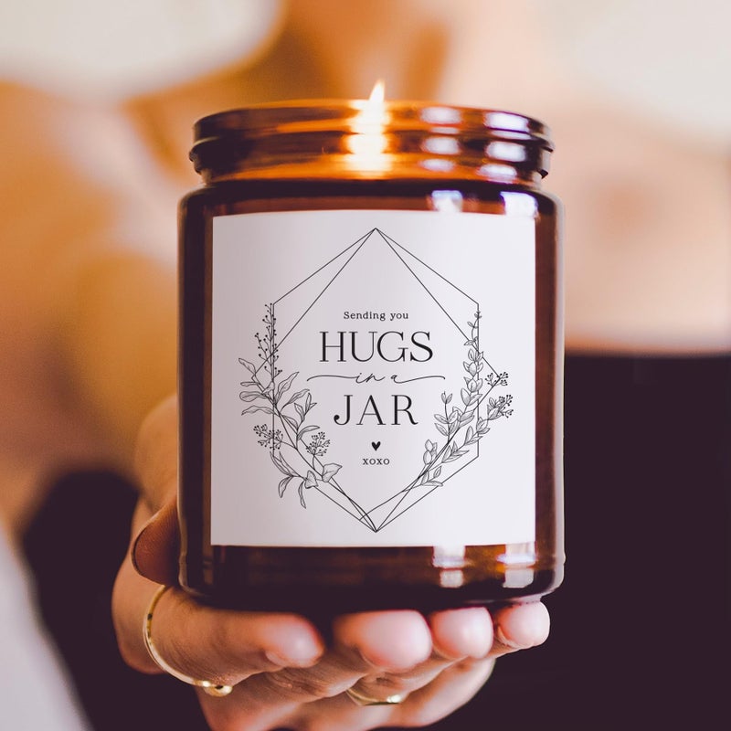 ThreeKin Warm Hugs Scented Candles for Home Natural Soy Wax Relaxing Aromatherapy Gifts Essential Oils Scented LongLasting Candle Burns for 75Hours Lemongrass Lavender Scent