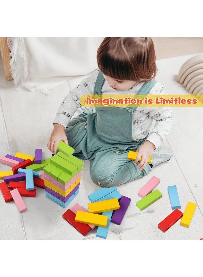 GENTLE MONSTER Gentle Monster Wooden Colorful Stacking Board Games Builing Blocks for Kids Boys Girls, 54 Pcs Wood Balancing Blocks Montessori Toy Gift for Kids, Classic Game for Party with Storage Bag  - Image 4