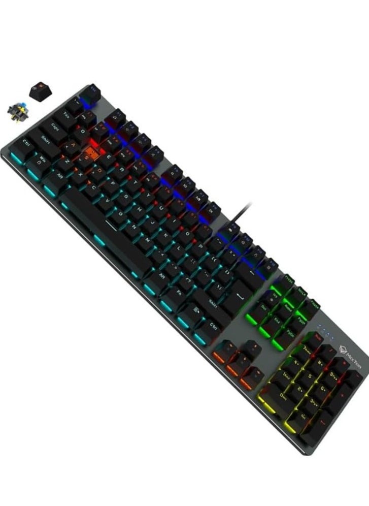 Meetion - Meetion Mk007 PRO Basic Mechanical Hot Swap Gaming Keyboard with OUTEMU blue switch, Crisp Sound, Ergonomic design, LED backlight , full-key anti-collision Satisfy Gamers (Black) - Image 1