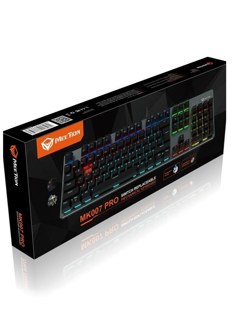Meetion - Meetion Mk007 PRO Basic Mechanical Hot Swap Gaming Keyboard with OUTEMU blue switch, Crisp Sound, Ergonomic design, LED backlight , full-key anti-collision Satisfy Gamers (Black) - Image 1