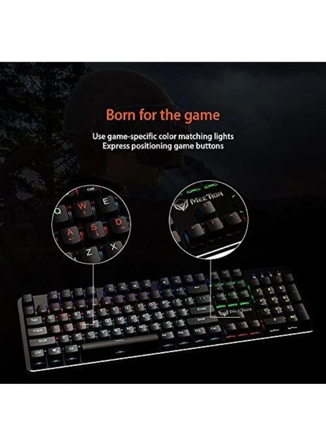 Meetion - Meetion Mk007 PRO Basic Mechanical Hot Swap Gaming Keyboard with OUTEMU blue switch, Crisp Sound, Ergonomic design, LED backlight , full-key anti-collision Satisfy Gamers (Black) - Image 1
