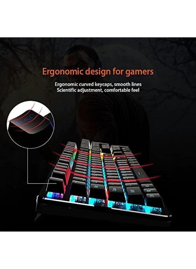 Meetion - Meetion Mk007 PRO Basic Mechanical Hot Swap Gaming Keyboard with OUTEMU blue switch, Crisp Sound, Ergonomic design, LED backlight , full-key anti-collision Satisfy Gamers (Black) - Image 1