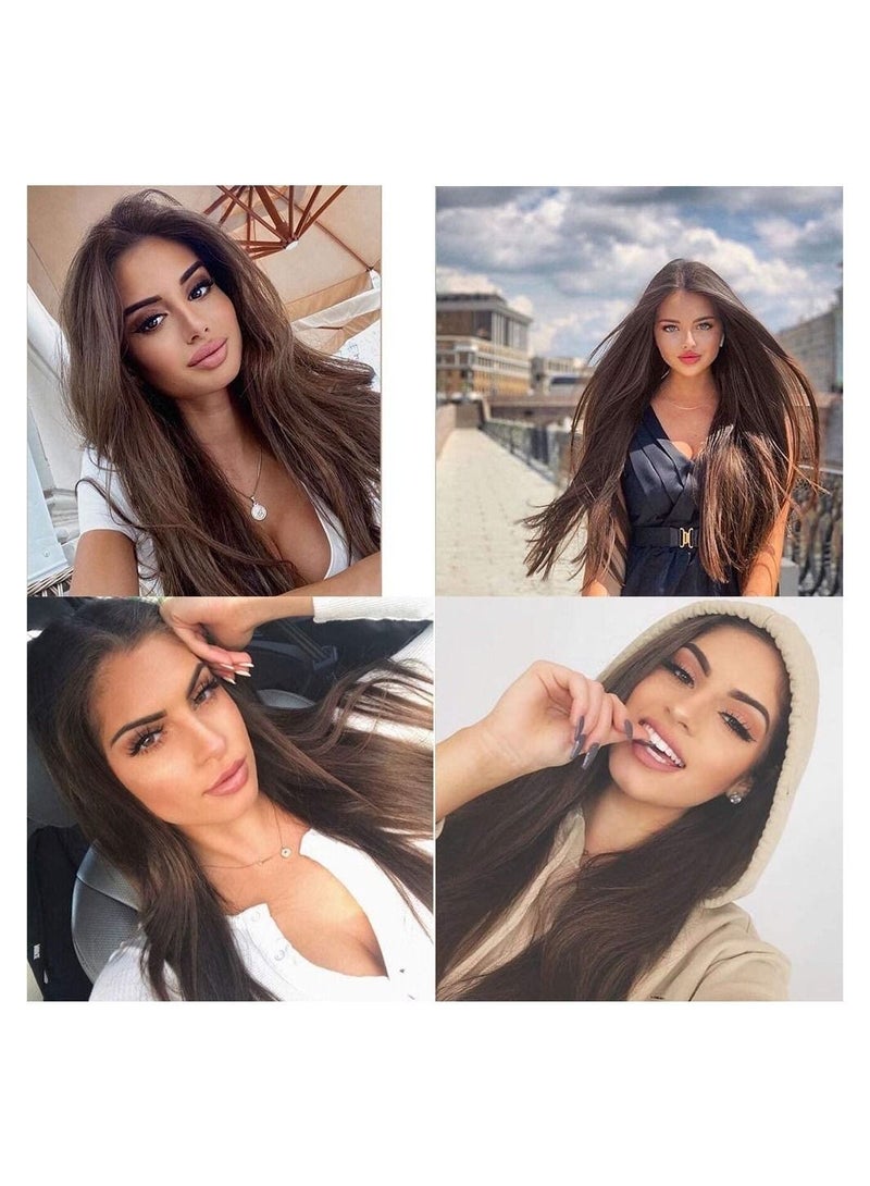 Estelle Chestnut 6 Brown Long Straight Lace Front Wigs Hair Glueless Natural Heat Resistant Synthetic Hair for Women 100% Stylish Wigs - Image 5