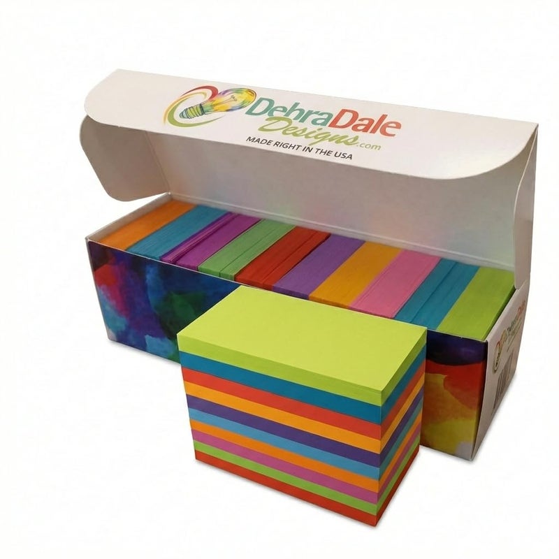 DEBRADALE DESIGNS Debra Dale Designs Blank Flash Cards 1000 Pack Neon Study Cards 2 x 35 Small Color Index Cards for Studying Vocabulary Notes Memory 65 lb Cardstock Storage Box Made in USA - Image 2