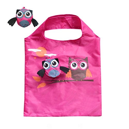 Moolecole 7pcs Cute Owl Portable Shopping Bag Foldable Grocery Folding Bags (Random Color) - Image 5