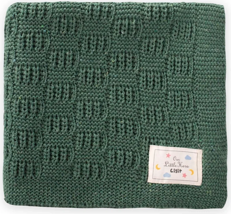 Cigit Perge Pattern Knitted Blanket 80X100CM Khaki Green