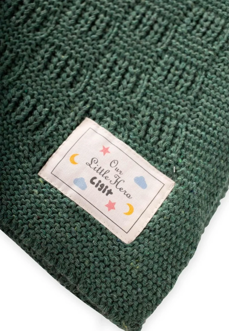 Cigit Perge Pattern Knitted Blanket 80X100CM Khaki Green