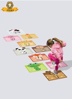 JiuAn 10 Number Footprint Floor Sticker Puzzle Games Number Hopscotch Sticker Floor Decals Lattice Floor Sticker For Kids  - Image 1